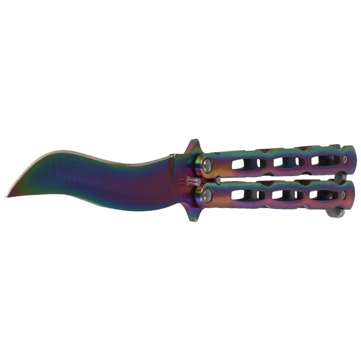 Nóż motylek Martinez Albainox Balisong Steel, Rainbow Finish (36297) 2 jpg