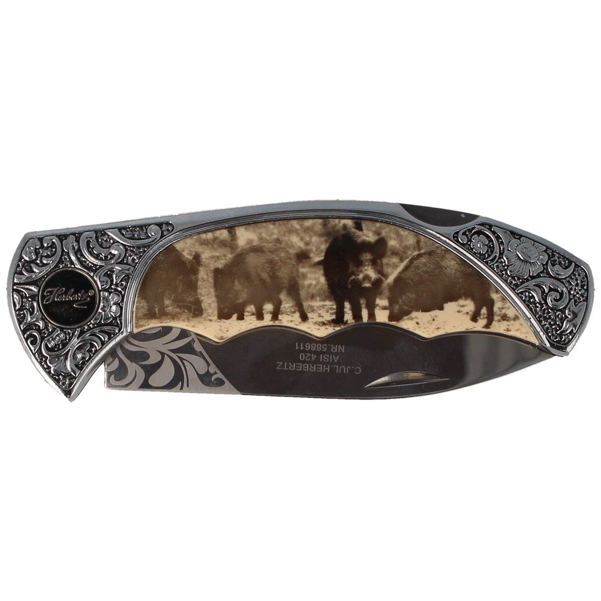 Nóż składany myśliwski motyw dzika Herbertz Solingen Plastic / Stainless, Mirror 420 (ART000401 - 588611) 6 jpg