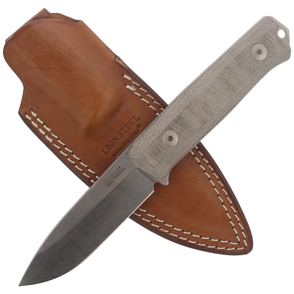 Nóż LionSteel Bushcraft Micarta Green, Stone Washed (B40 CVG) 6 jpg