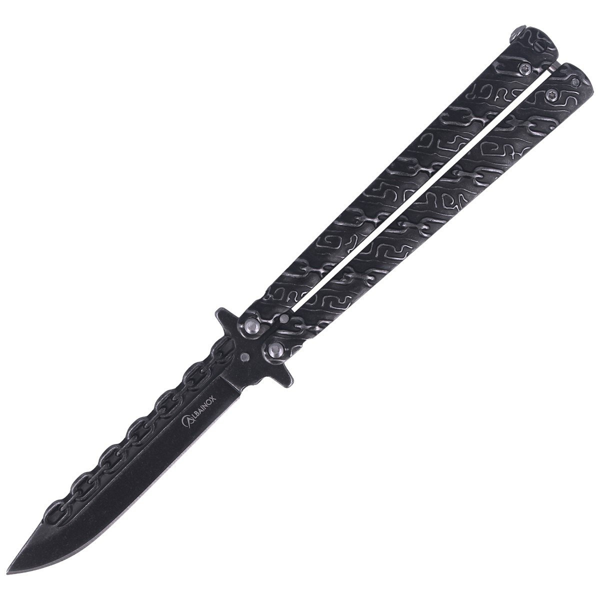 Nóż motylek Martinez Albainox Balisong Hell Chain, Stone Wash (02183) 7 jpg