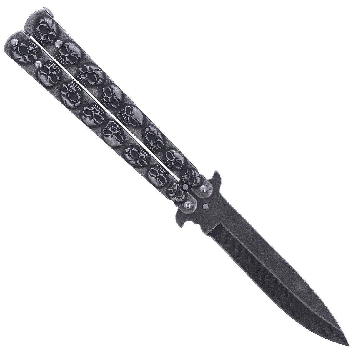 Nóż motylek Martinez Albainox Balisong Skull, Stone Wash (02184) 4 jpg