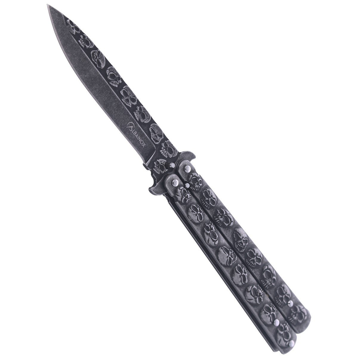 Nóż motylek Martinez Albainox Balisong Skull, Stone Wash (02184) 5 jpg