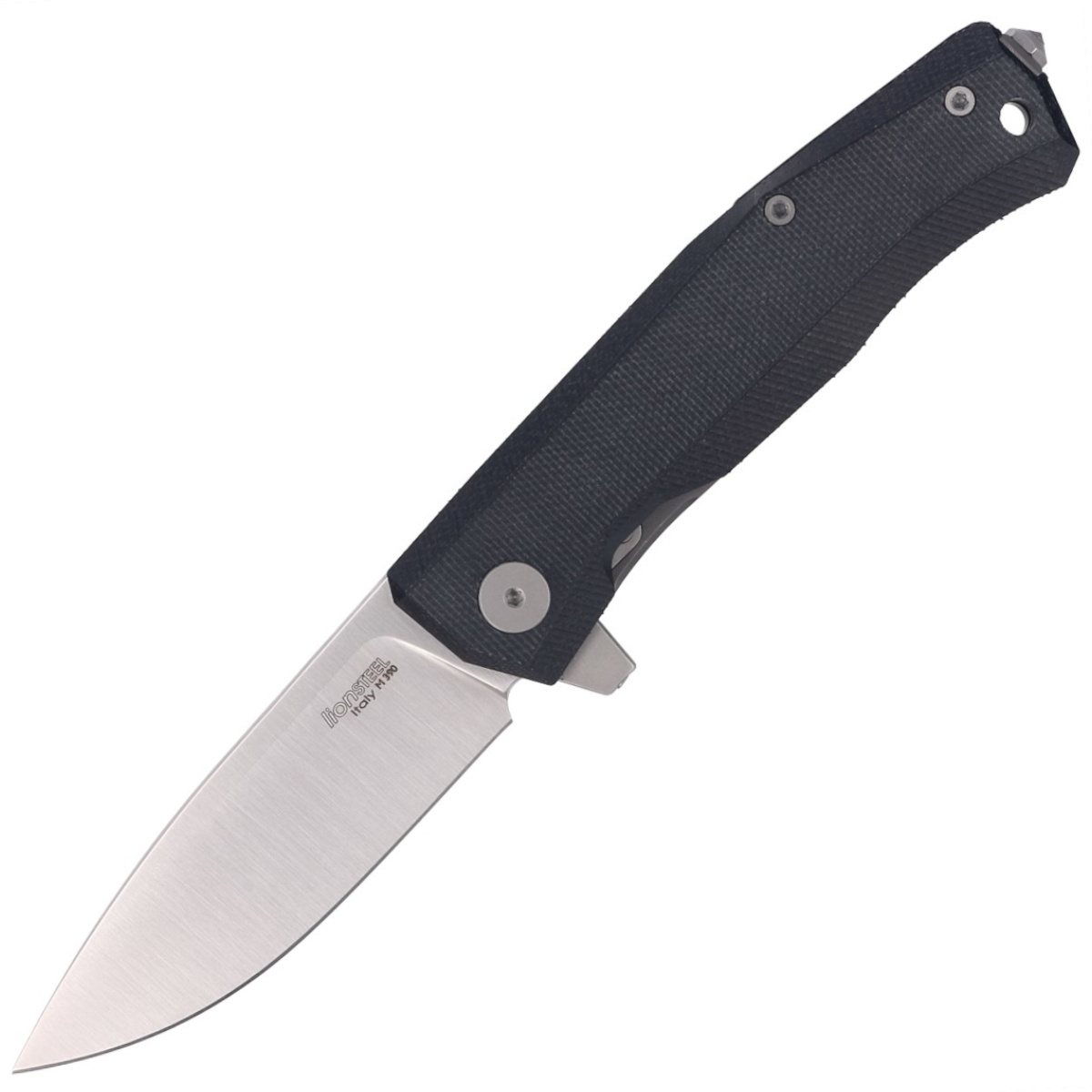 Nóż składany LionSteel Myto Black Canvas, Satin M390 by Molletta ( (MT01 CVB) 1 jpg