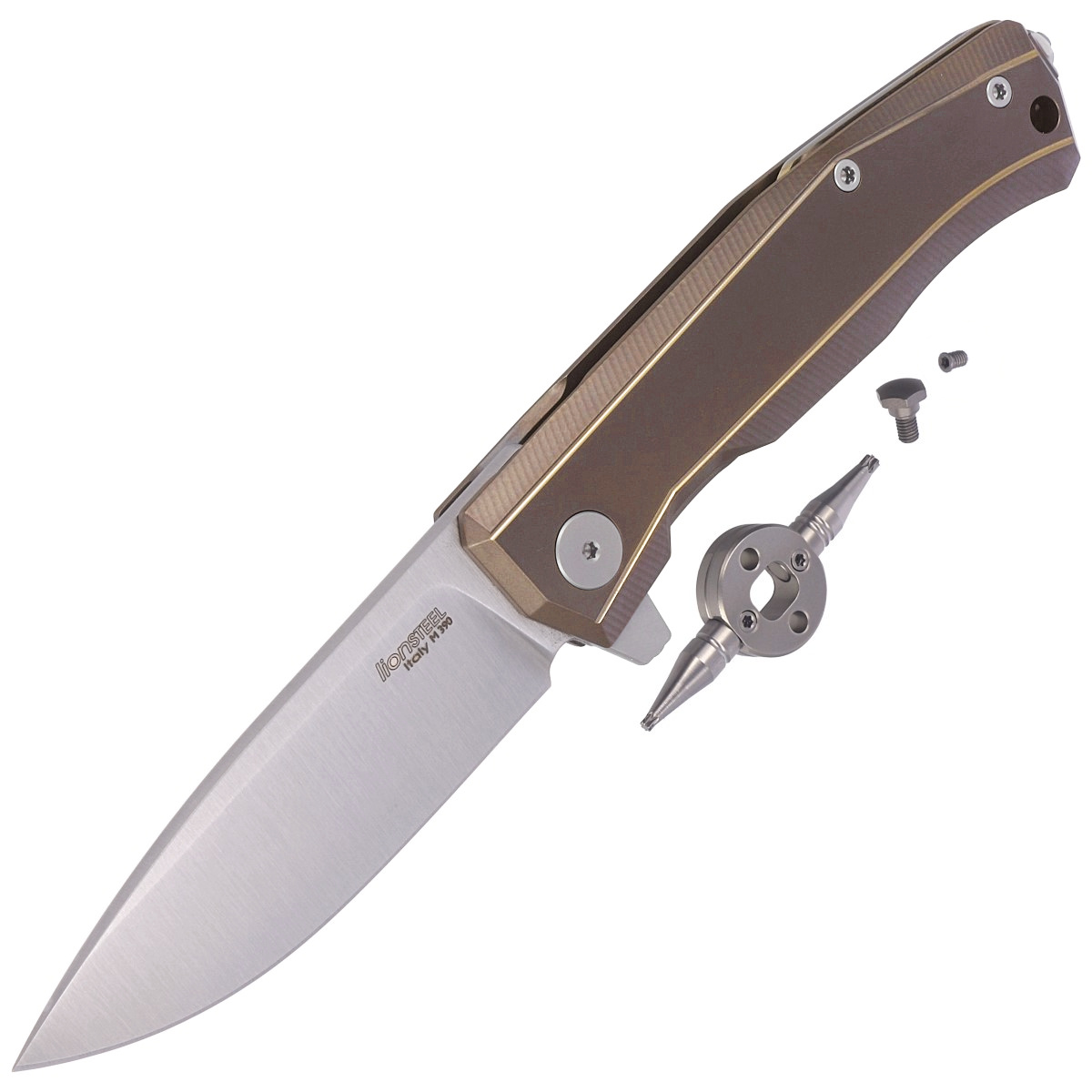Nóż składany LionSteel Myto Bronze Titanium, Satin M390 by Molletta (MT01 BR) 6 jpg