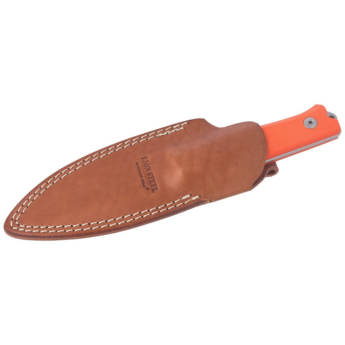 Nóż składany LionSteel Bushcraft G10 Orange, Stone Washed (B40 GOR) 3 jpg