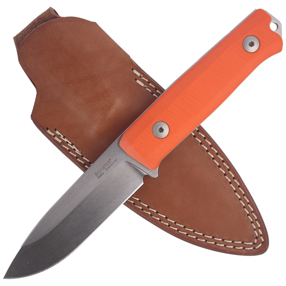 Nóż składany LionSteel Bushcraft G10 Orange, Stone Washed (B40 GOR) 4 jpg