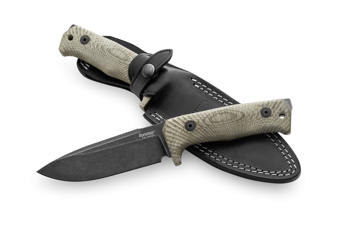 Nóż LionSteel Tactical Green Canvas Micarta, PVD / Stone Washed Niolox by Molletta (T5B CVG) 8 jpg