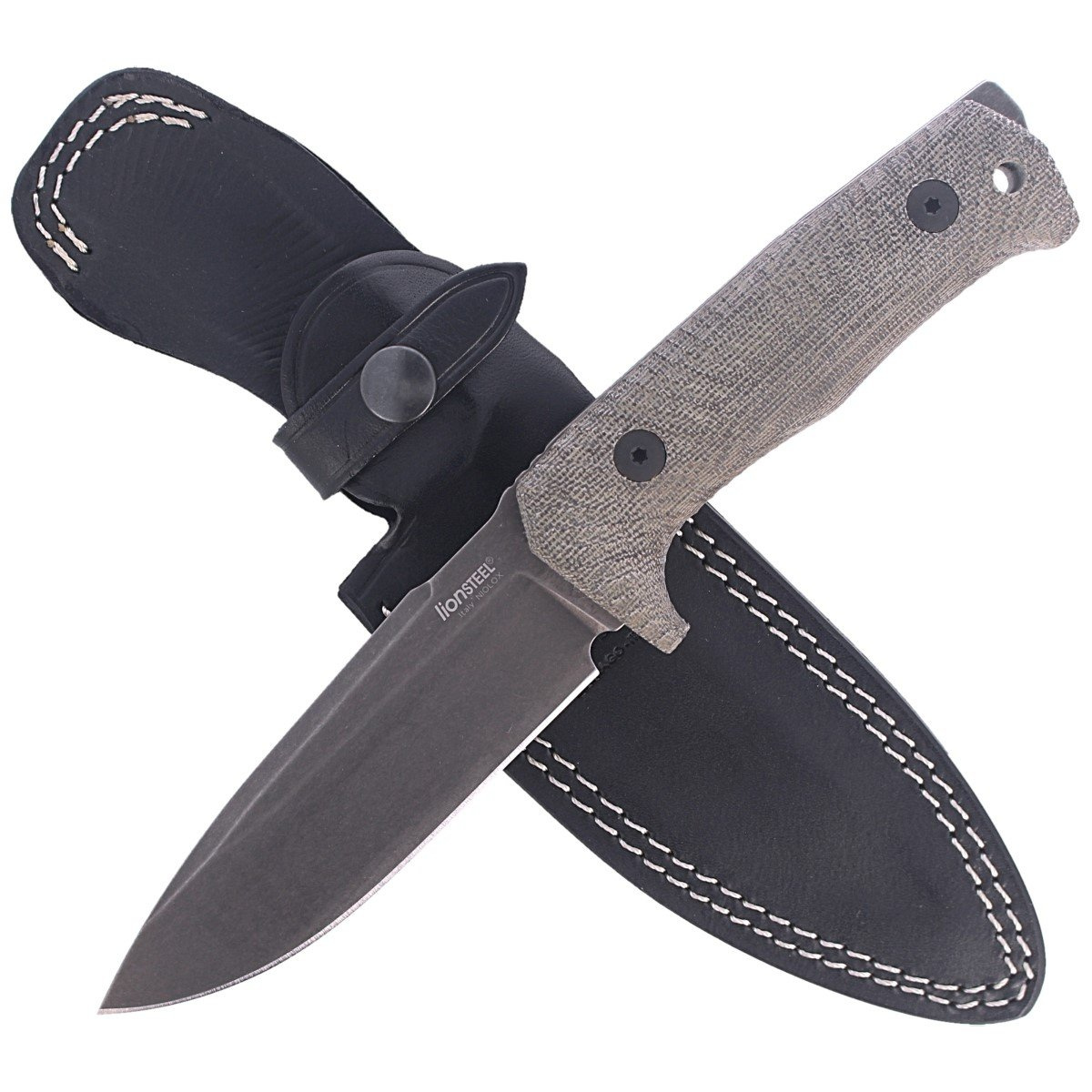 Nóż LionSteel Tactical Green Canvas Micarta, PVD / Stone Washed Niolox by Molletta (T5B CVG) 4 jpg