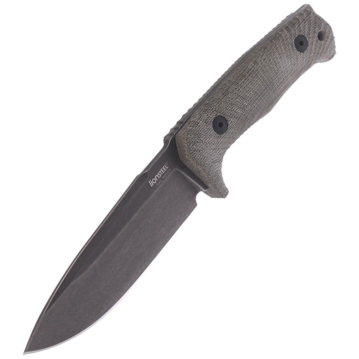 Nóż LionSteel Tactical Green Canvas Micarta, PVD / Stone Washed Niolox by Molletta (T5B CVG) 6 jpg