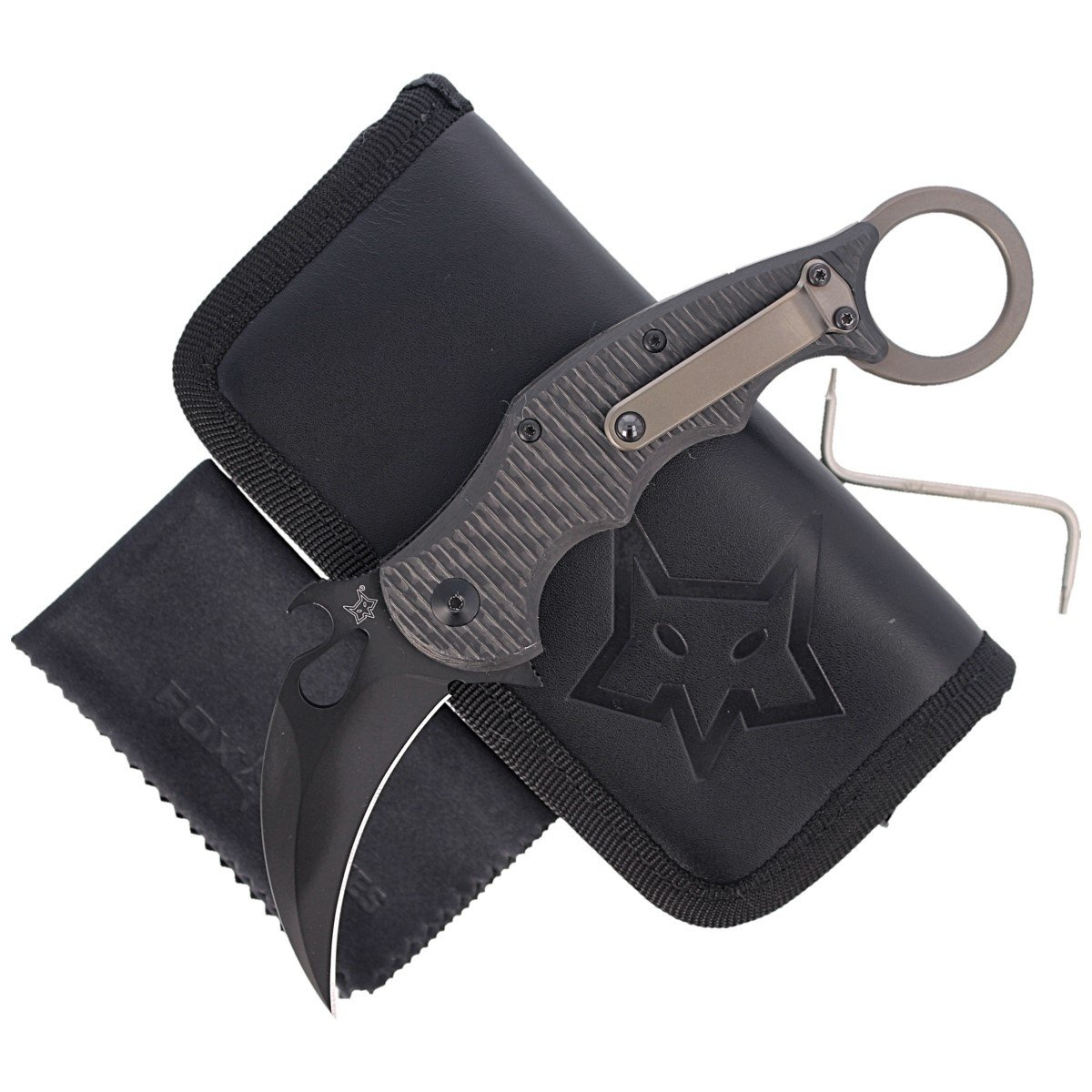 Nóż składany FOX Karambit Titanium Frame Lock / Carbon Fiber, Cerakote Black Elmax (FX-599TiC) 4 jpg