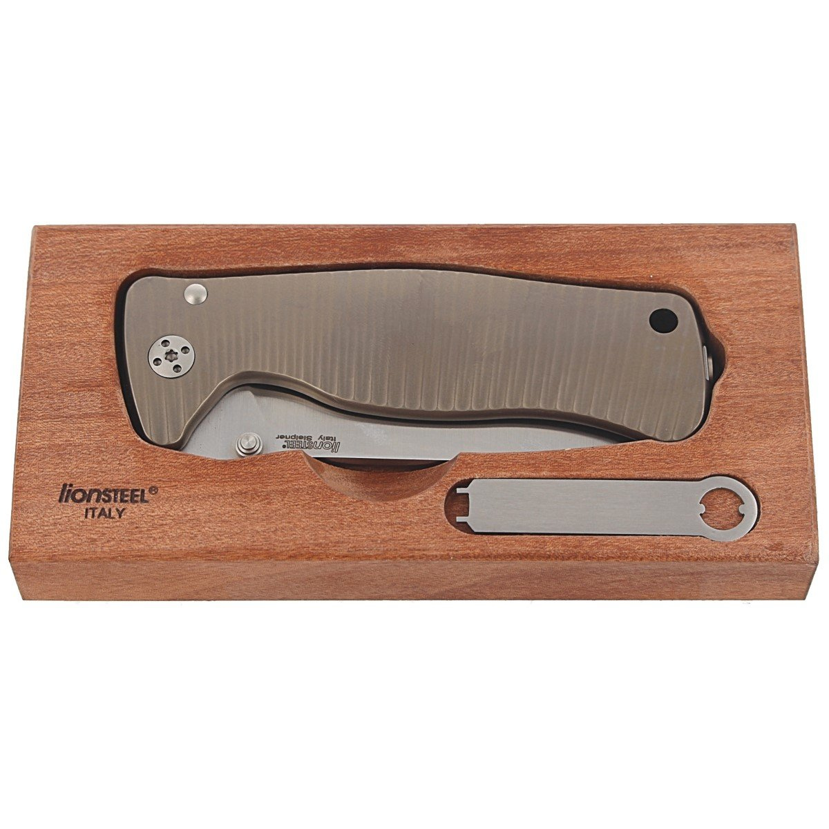 Nóż składany LionSteel SR2 Bronze Titanium, Satin Sleipner by Molletta (SR2 B) 4 jpg