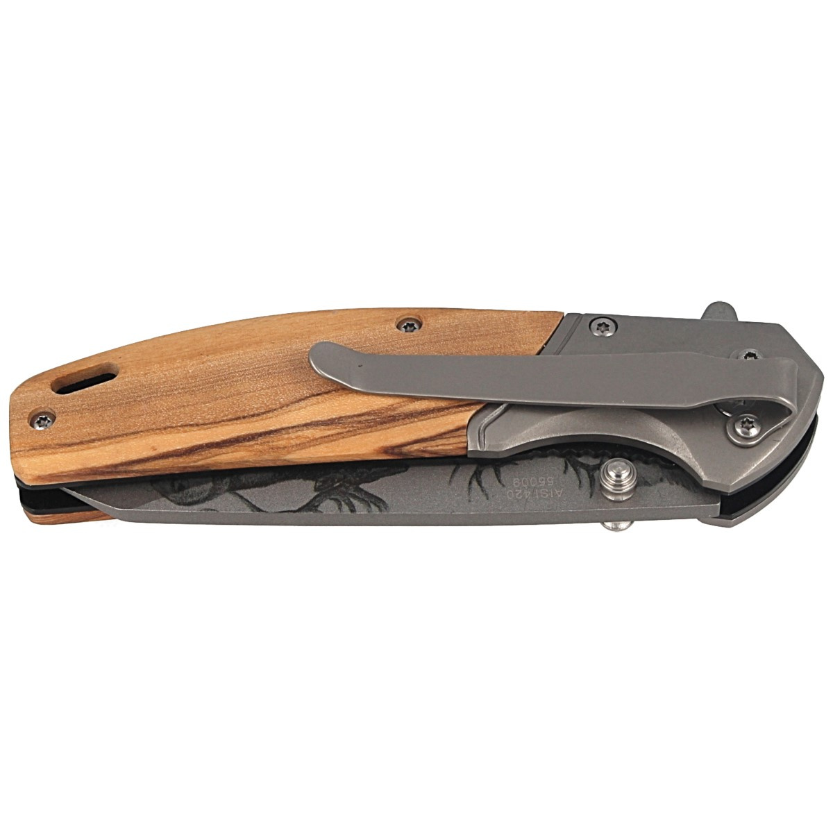 Nóż składany myśliwski Herbertz CJH motyw 3D Jeleń Olive Wood, Titanium Coated (44160 - 55009) 2 jpg