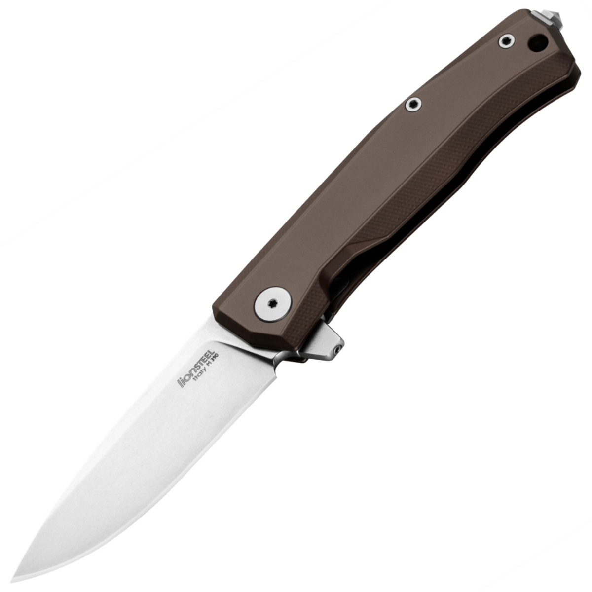 Nóż składany LionSteel Myto Earth Brown Aluminium, Stonewashed M390 by Molletta (MT01A ES) 1 jpg