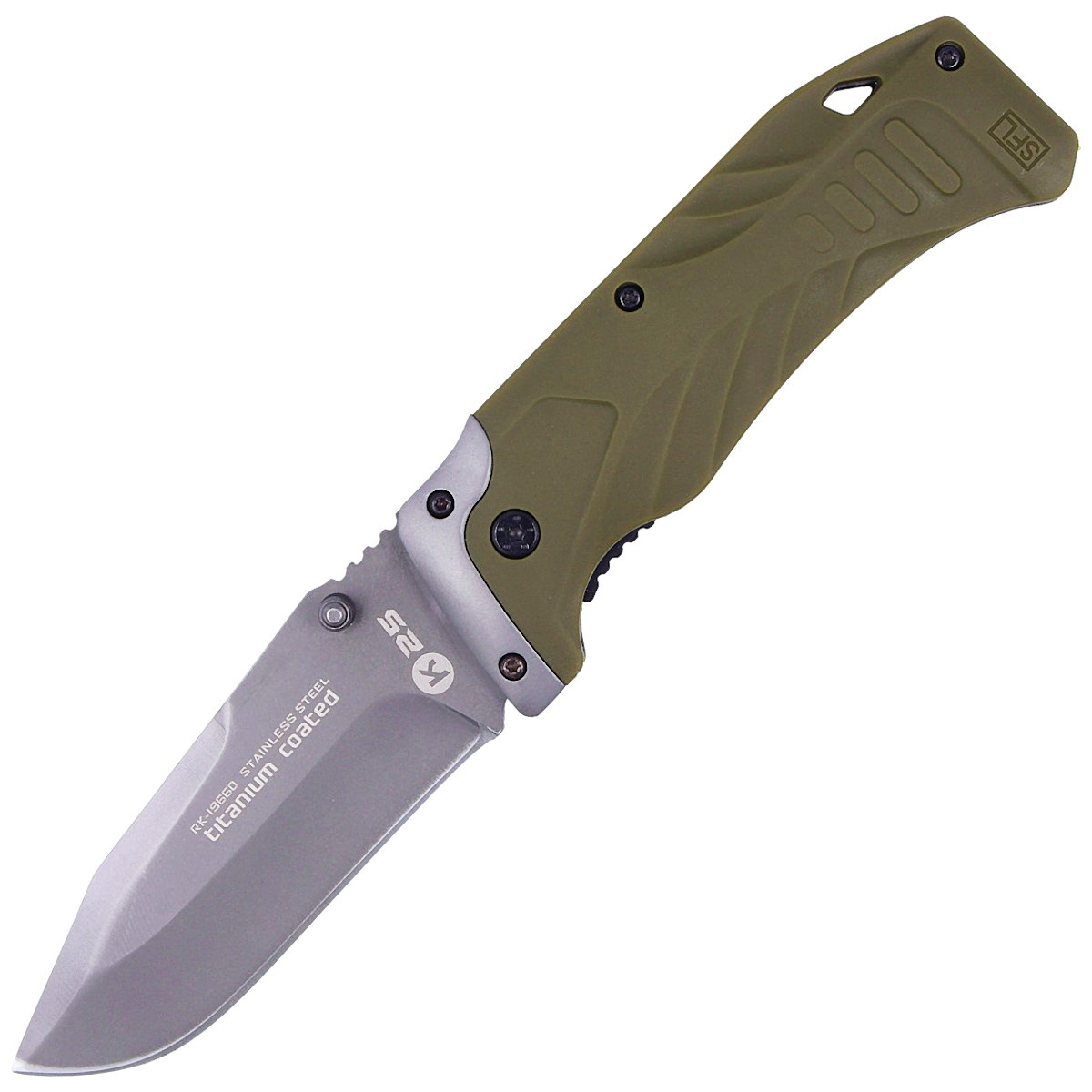 Nóż składany K25 Tactical Green Steel, Titanium Coated (19660) 1 jpg