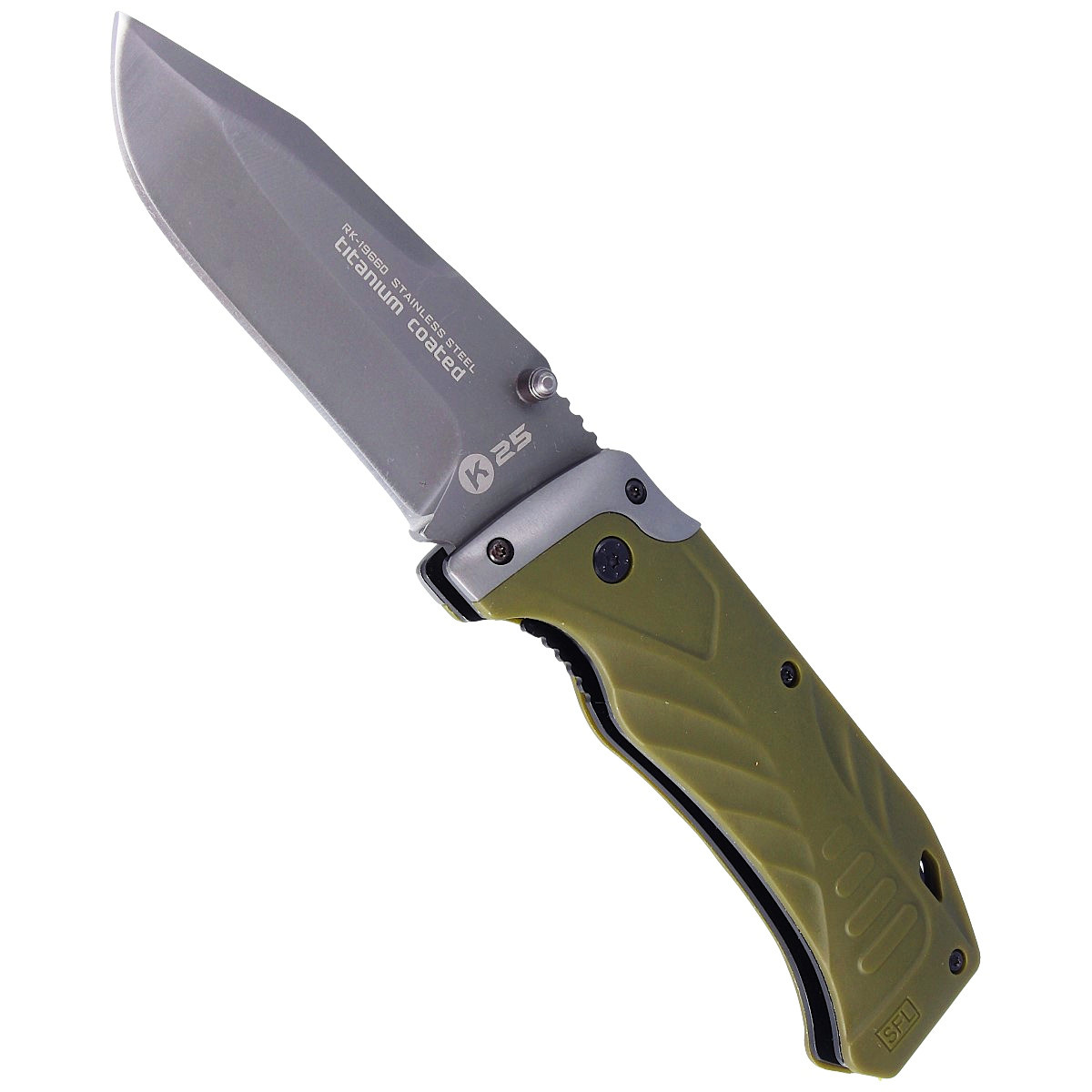 Nóż składany K25 Tactical Green Steel, Titanium Coated (19660) 5 jpg