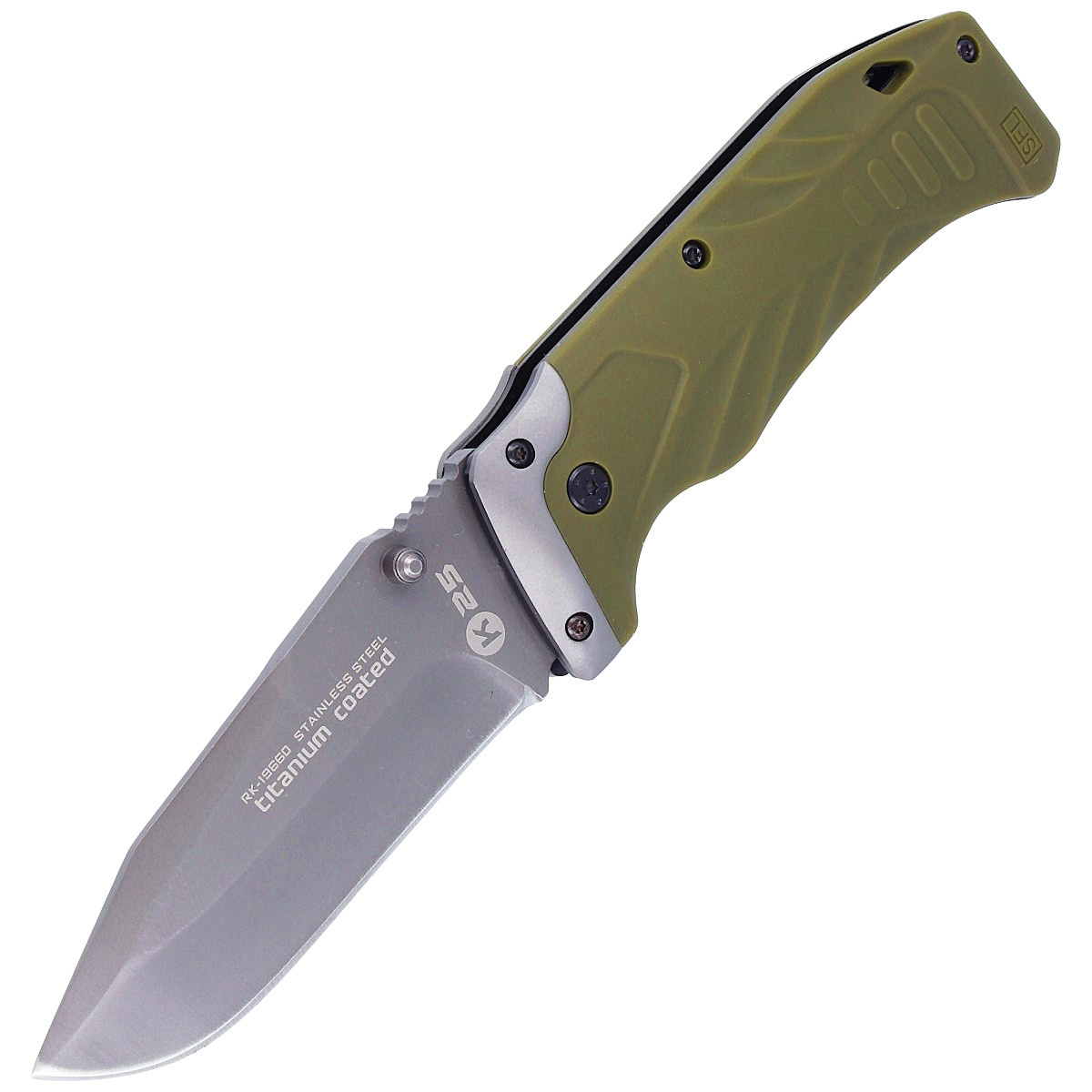 Nóż składany K25 Tactical Green Steel, Titanium Coated (19660) 7 jpg