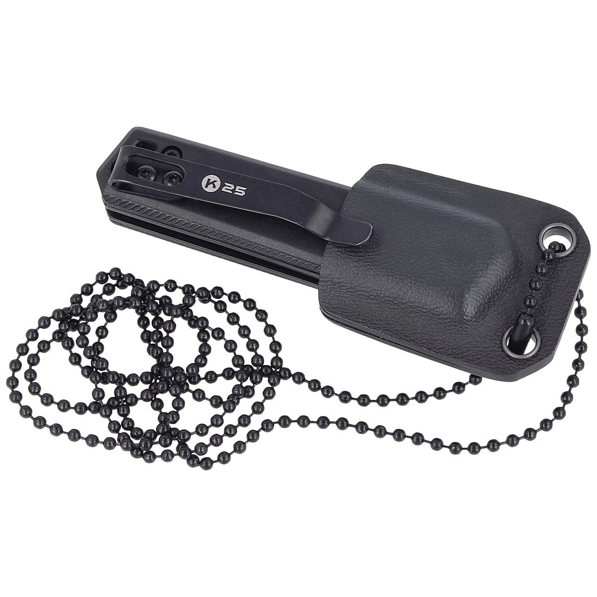 Nóż składany na szyję K25 Pendant Neck Knife Black Aluminium, Satin Titanium Coated (18743) 3 jpg