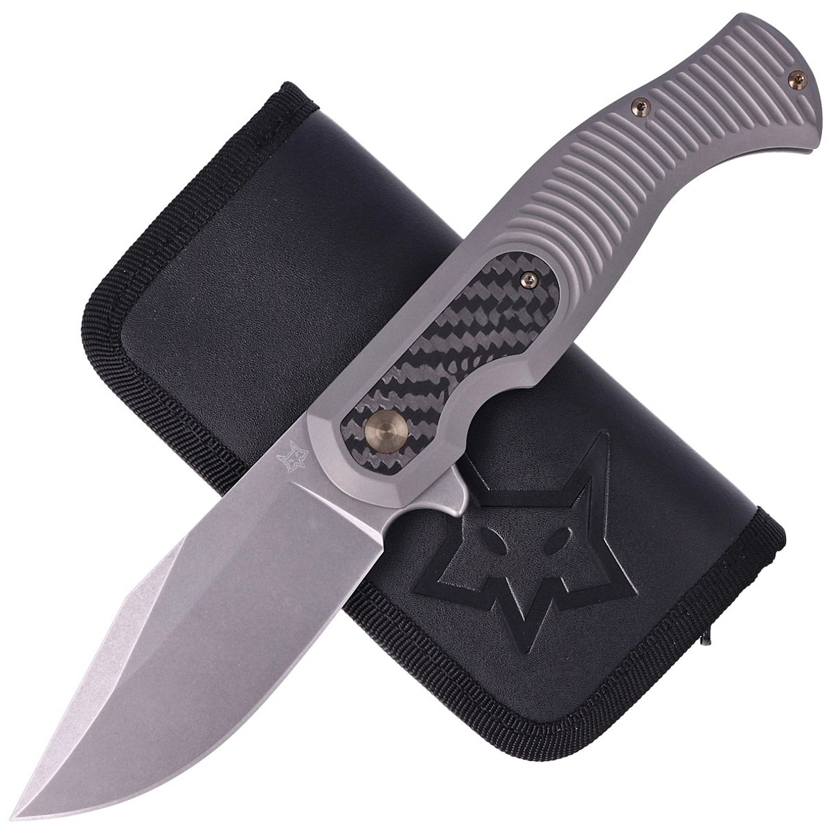 Nóż składany Fox Eastwood Tiger Sandblasted Titanium/CF, Coarse Stonewashed by Gudy Van Poppel (FX-524 TICF) 2 jpg