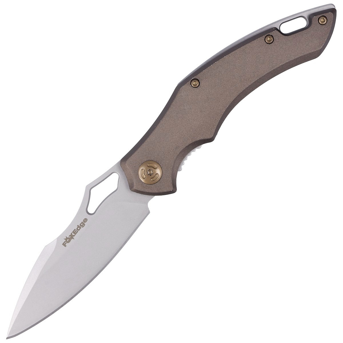 Nóż składany FoxEdge Sparrow Brown Anodized Aluminium, Sand Blasted by Denis Simonutti (FE-031) 1 jpg
