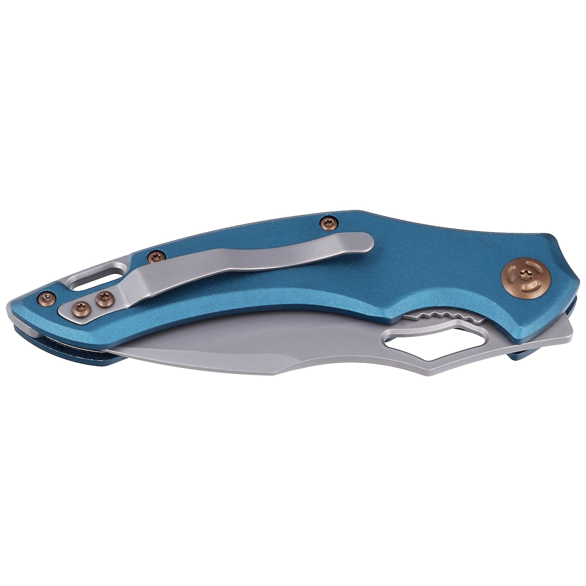 Nóż składany FoxEdge Sparrow Blue Anodized Aluminium, Sand Blasted by Denis Simonutti (FE-030) 2 jpg