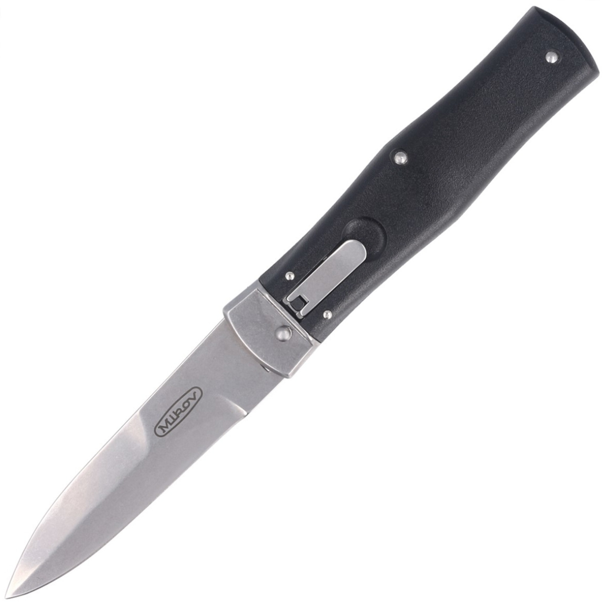 Nóż sprężynowy Mikov Predator Black ABS, Stonewashed N690 (241-BH-1/STN/KLIP) 1 jpg