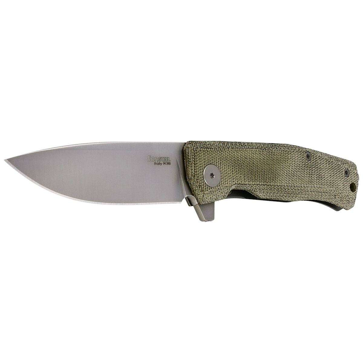 Nóż składany LionSteel Myto, Green Canvas Micarta, Satin M390 by Michele Pensato (MT01 CVG) 2 jpg