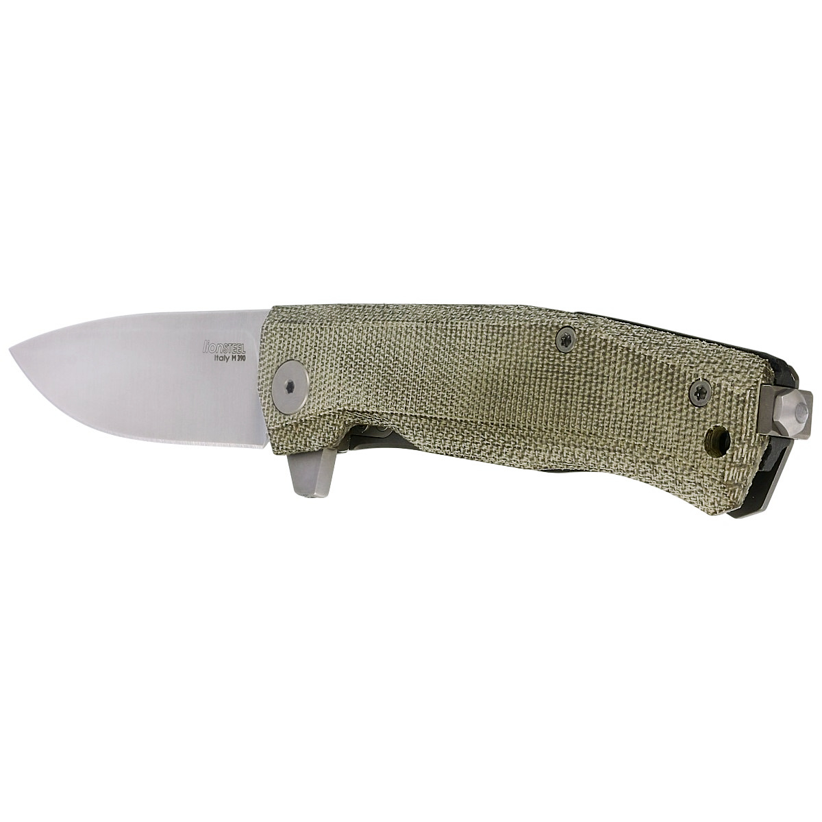 Nóż składany LionSteel Myto, Green Canvas Micarta, Satin M390 by Michele Pensato (MT01 CVG) 5 jpg