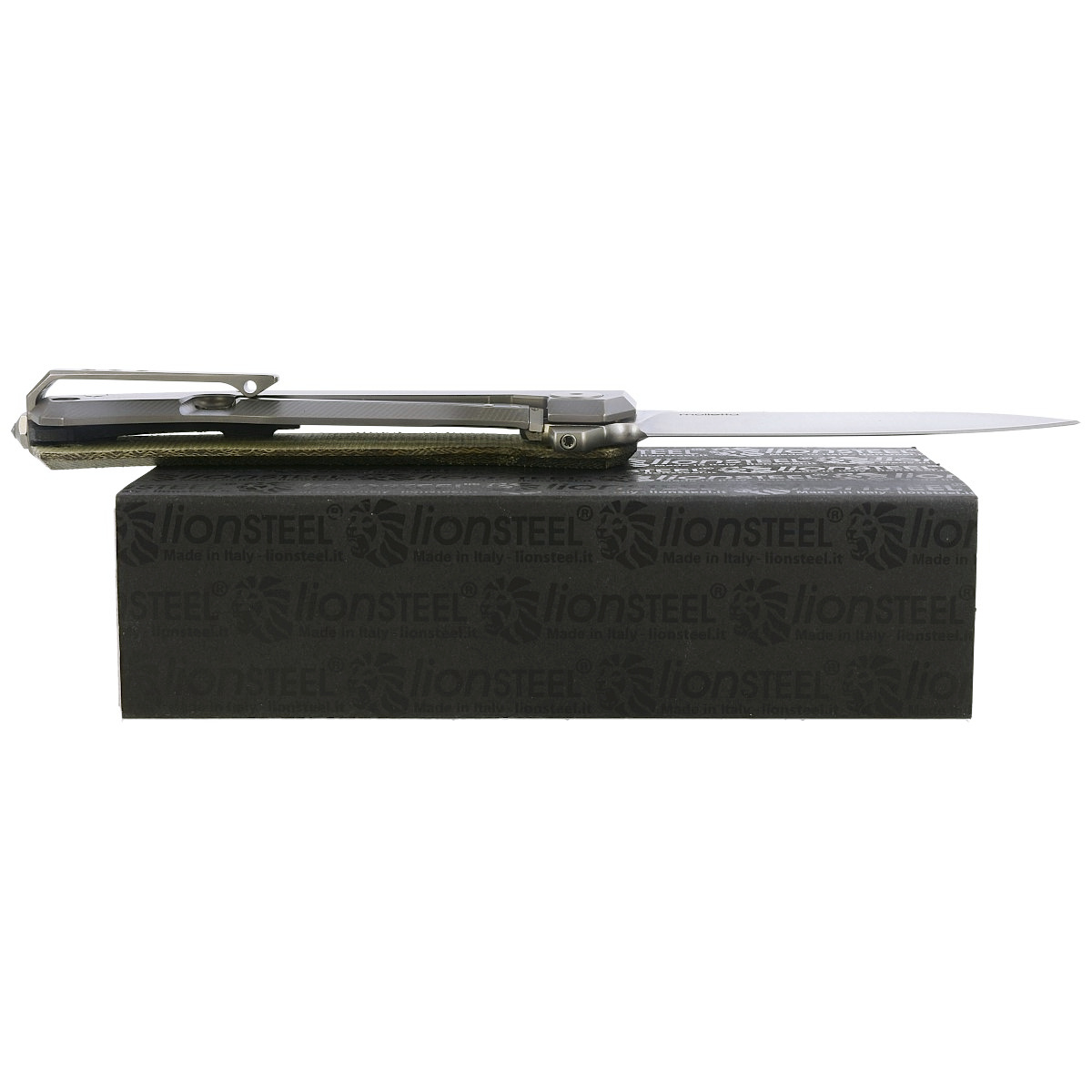 Nóż składany LionSteel Myto, Green Canvas Micarta, Satin M390 by Michele Pensato (MT01 CVG) 8 jpg