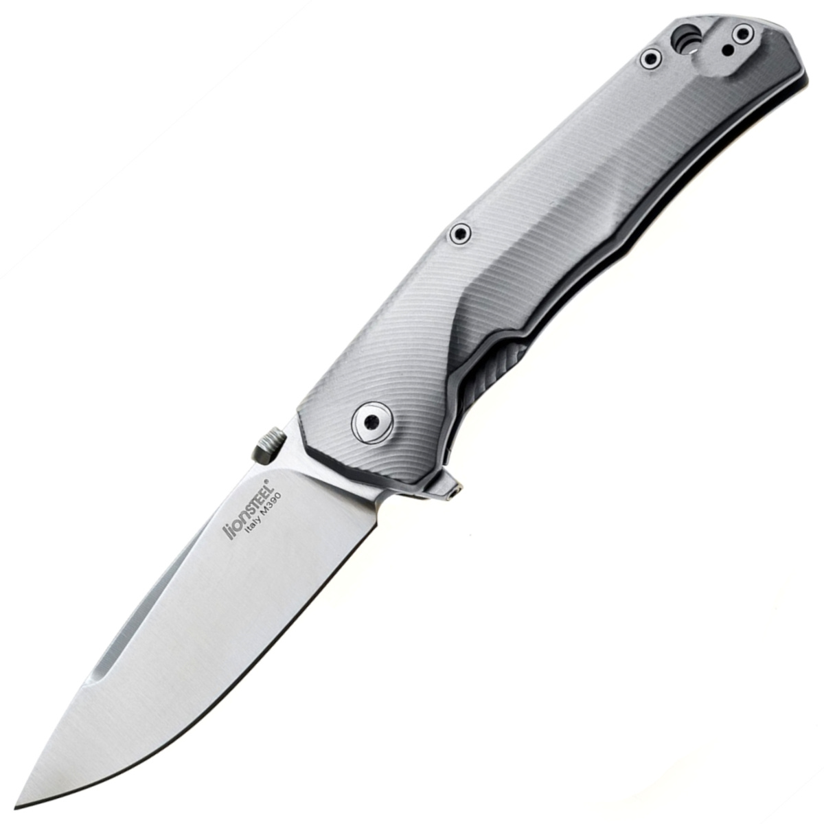 Nóż składany LionSteel T.R.E. Grey Titanium/Blue Ti, Stonewashed M390 by Molletta (TRE BL) 1 jpg
