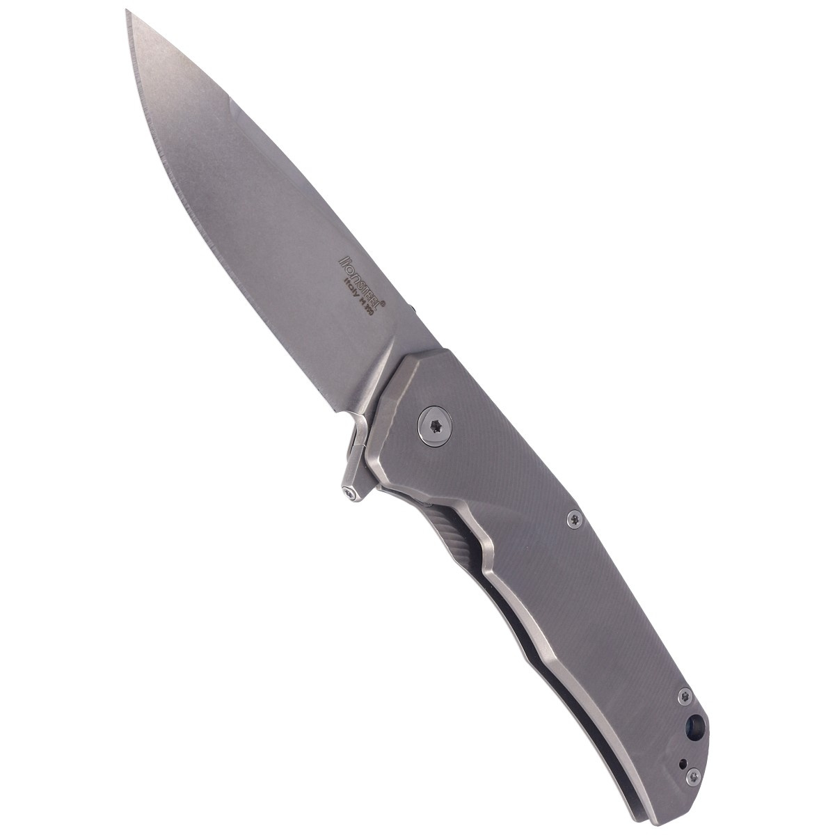 Nóż składany LionSteel T.R.E. Grey Titanium/Blue Ti, Stonewashed M390 by Molletta (TRE BL) 5 jpg