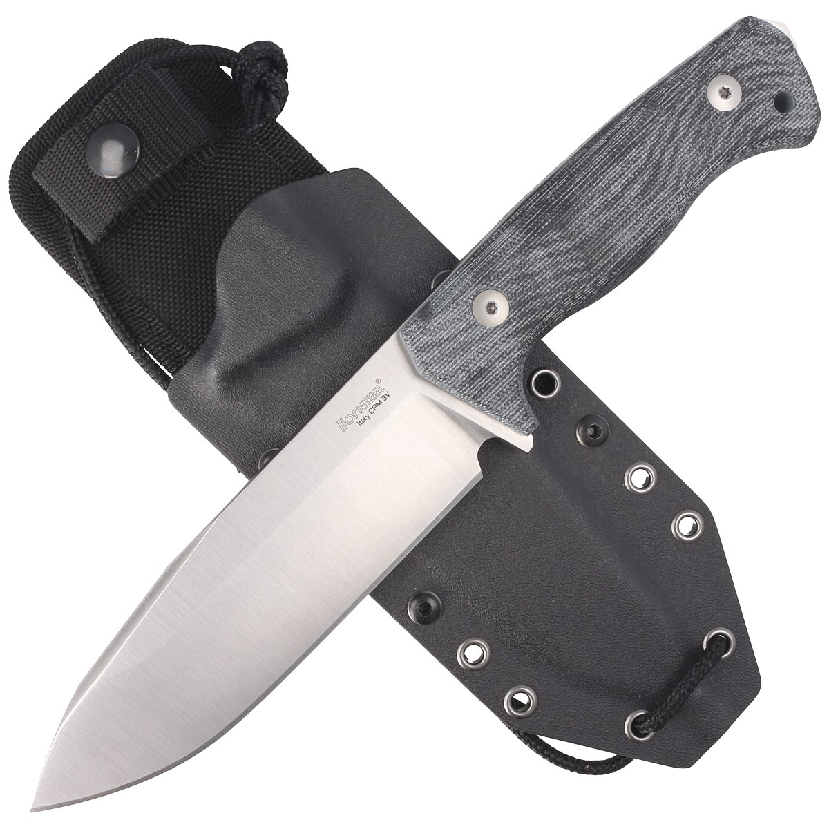 Nóż LionSteel Black Canvas Micarta, Satin CPM 3V by Molletta (T6 3V CVB) 4 jpg