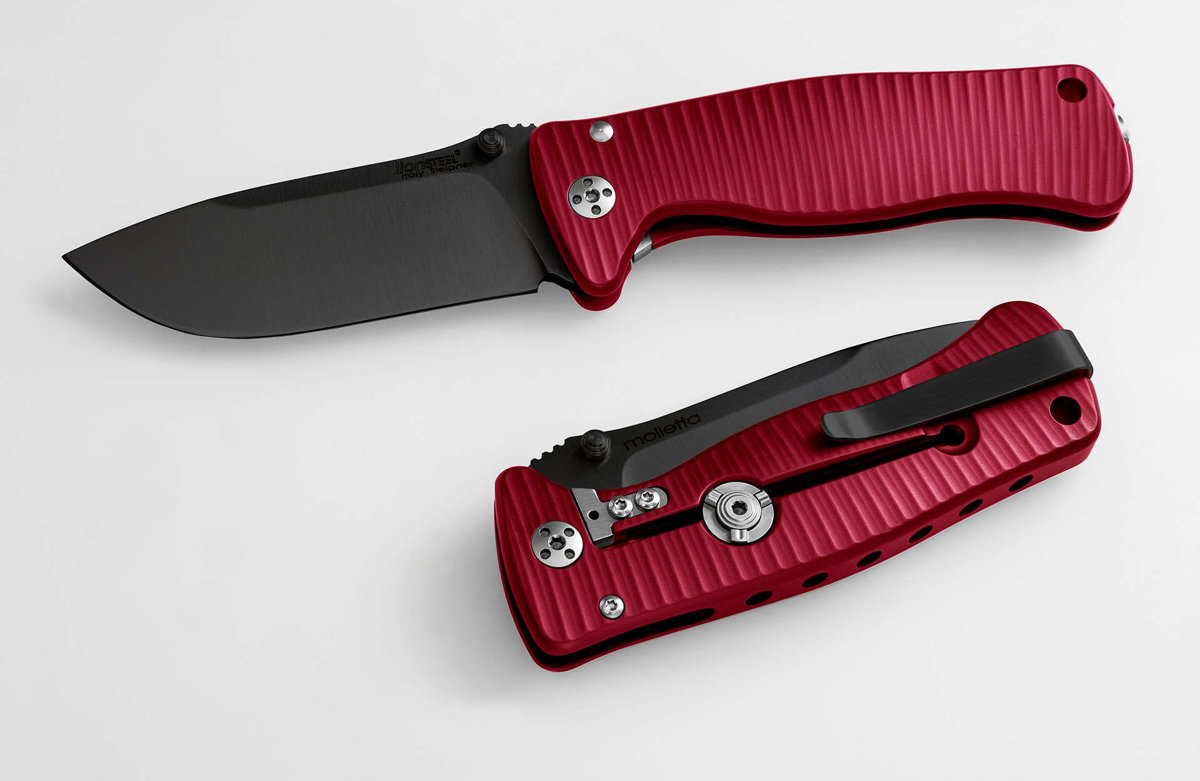 Nóż składany LionSteel SR2A Red Aluminium, Black Sleipner by Molletta (SR2A RB) 3 jpg