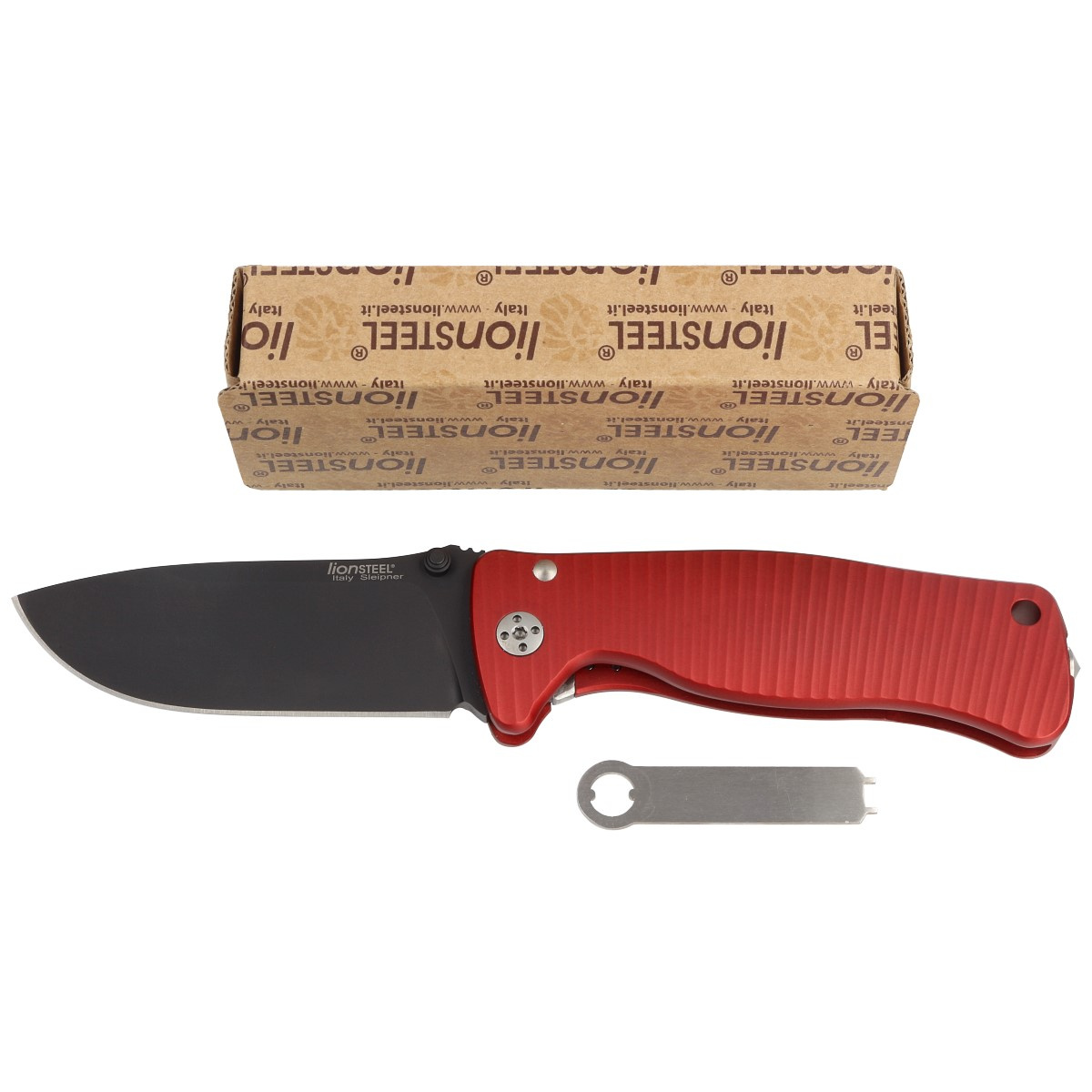Nóż składany LionSteel SR2A Red Aluminium, Black Sleipner by Molletta (SR2A RB) 2 jpg