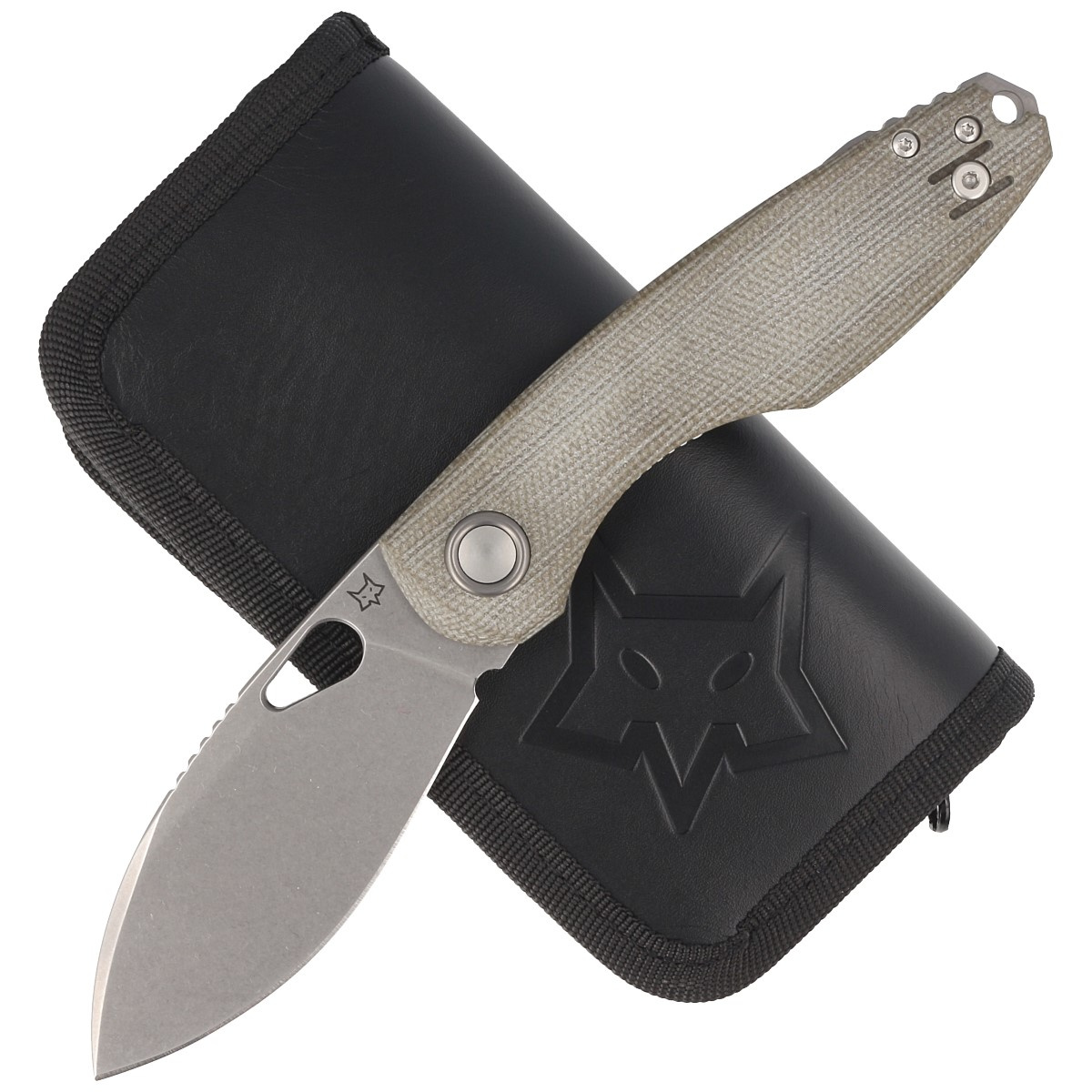 Nóż składany Fox Chilin OD Green Micarta Stonewashed M398 2 jpg