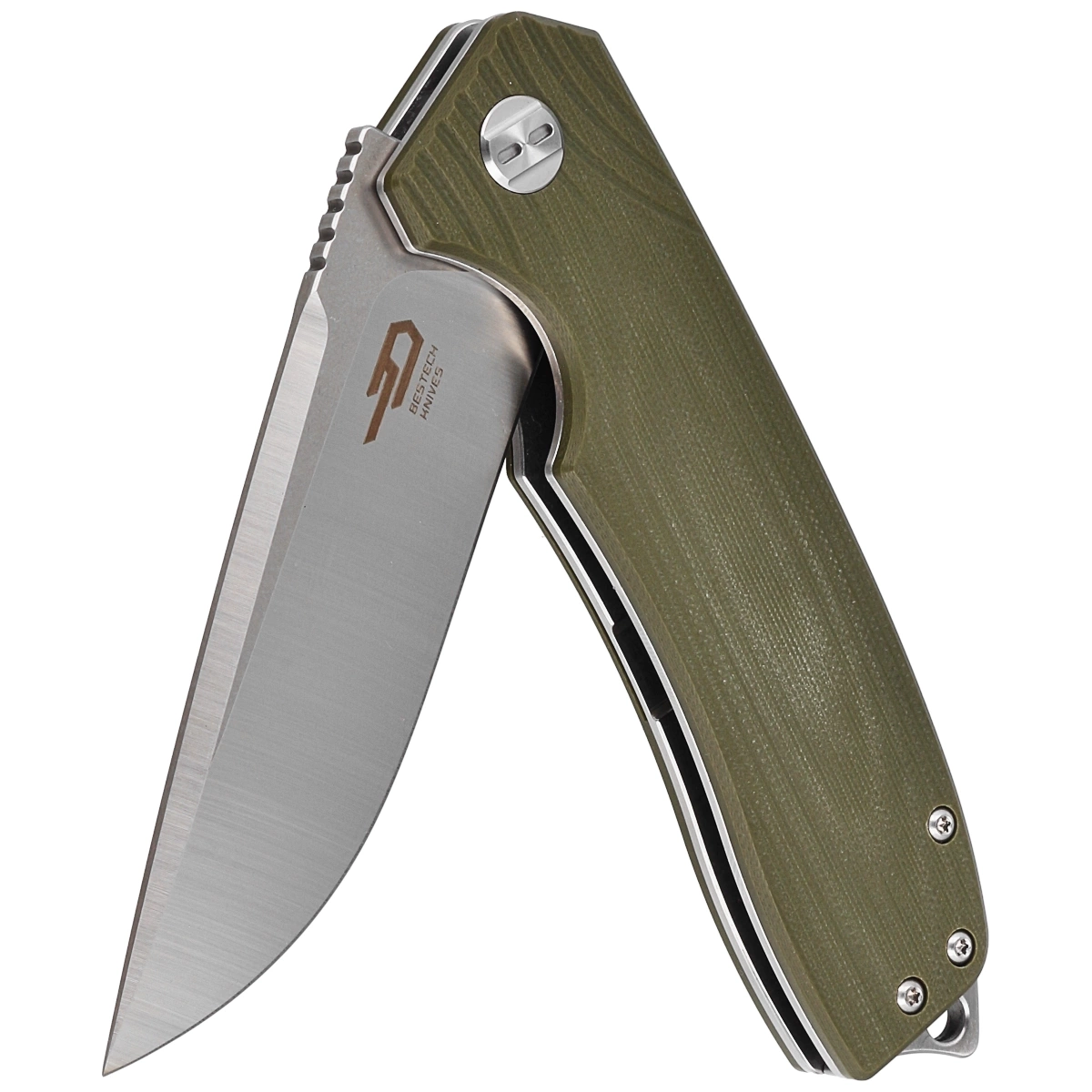 Nóż składany Bestech Lion Army Green G10, Stonewashed/Satin D2 (BG01B) 3 webp