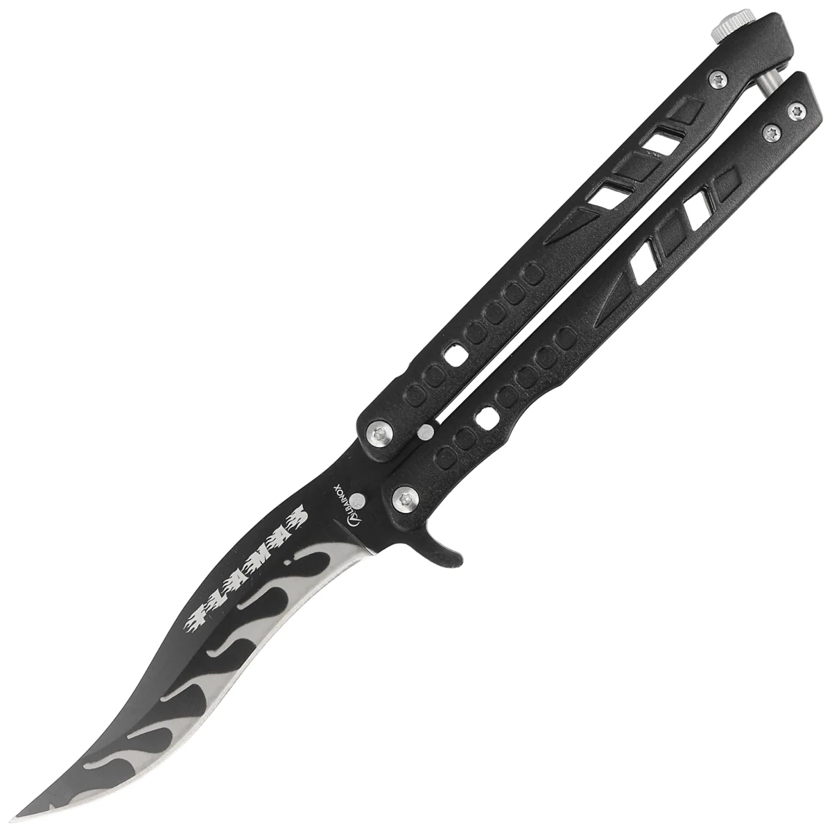 Nóż składany motylek Martinez Albainox Flamas Black Aluminium, Black 3Cr13Mov (02138) 1 webp