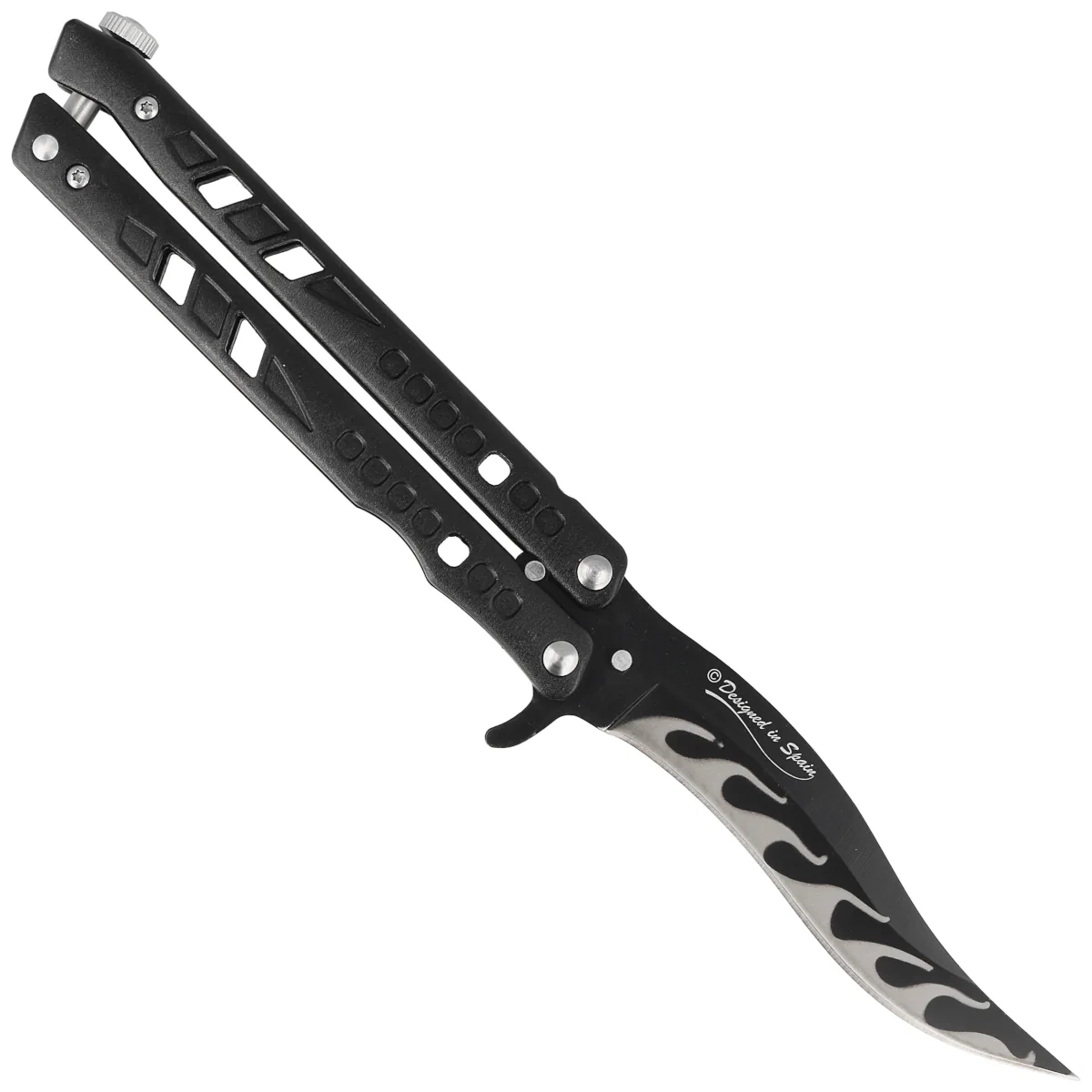 Nóż składany motylek Martinez Albainox Flamas Black Aluminium, Black 3Cr13Mov (02138) 2 webp