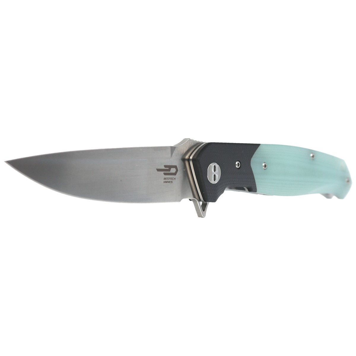 Nóż składany Bestech Swordfish Black / Jade G10, Satin D2 (BG03E) 2 jpg