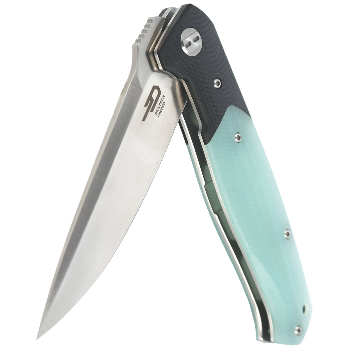 Nóż składany Bestech Swordfish Black / Jade G10, Satin D2 (BG03E) 6 jpg