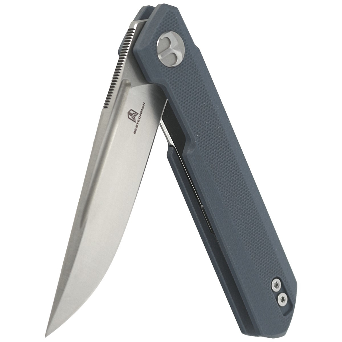 Nóż składany Bestechman Mini Dundee Grey G10, Stonewashed / Satin D2 by Ostap Hel (BMK03D) 6 jpg