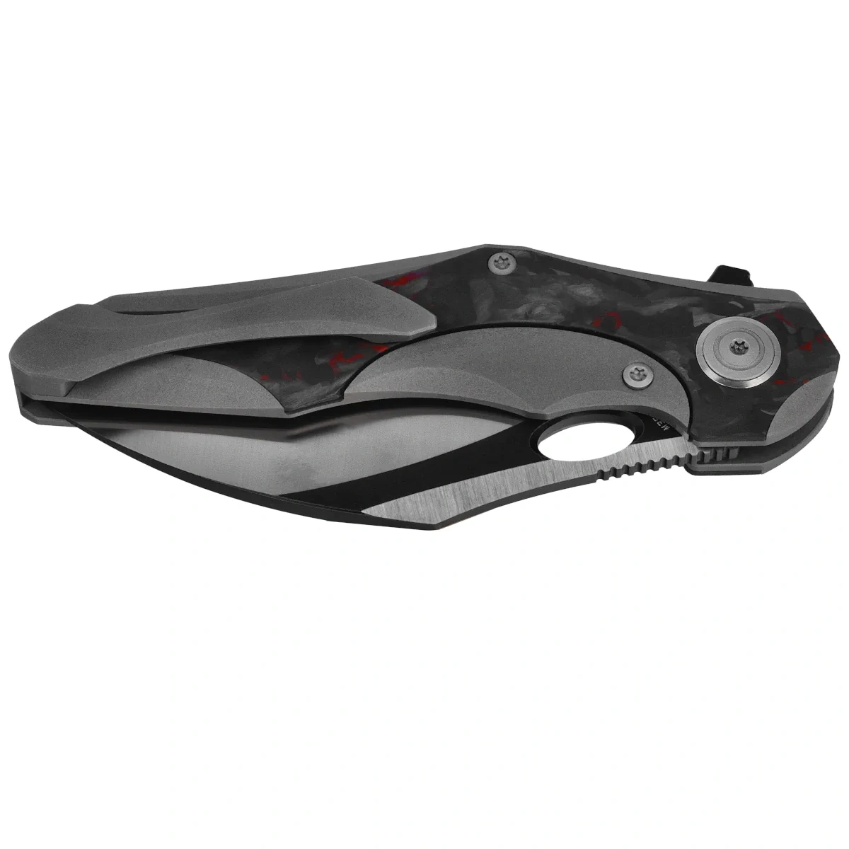 Nóż składany Bestech Nogard Black Titanium/Black Red Marblee Carbon Fiber, Satin/Black Stonewashed M390 by Kombou (BT2105D) 2 webp