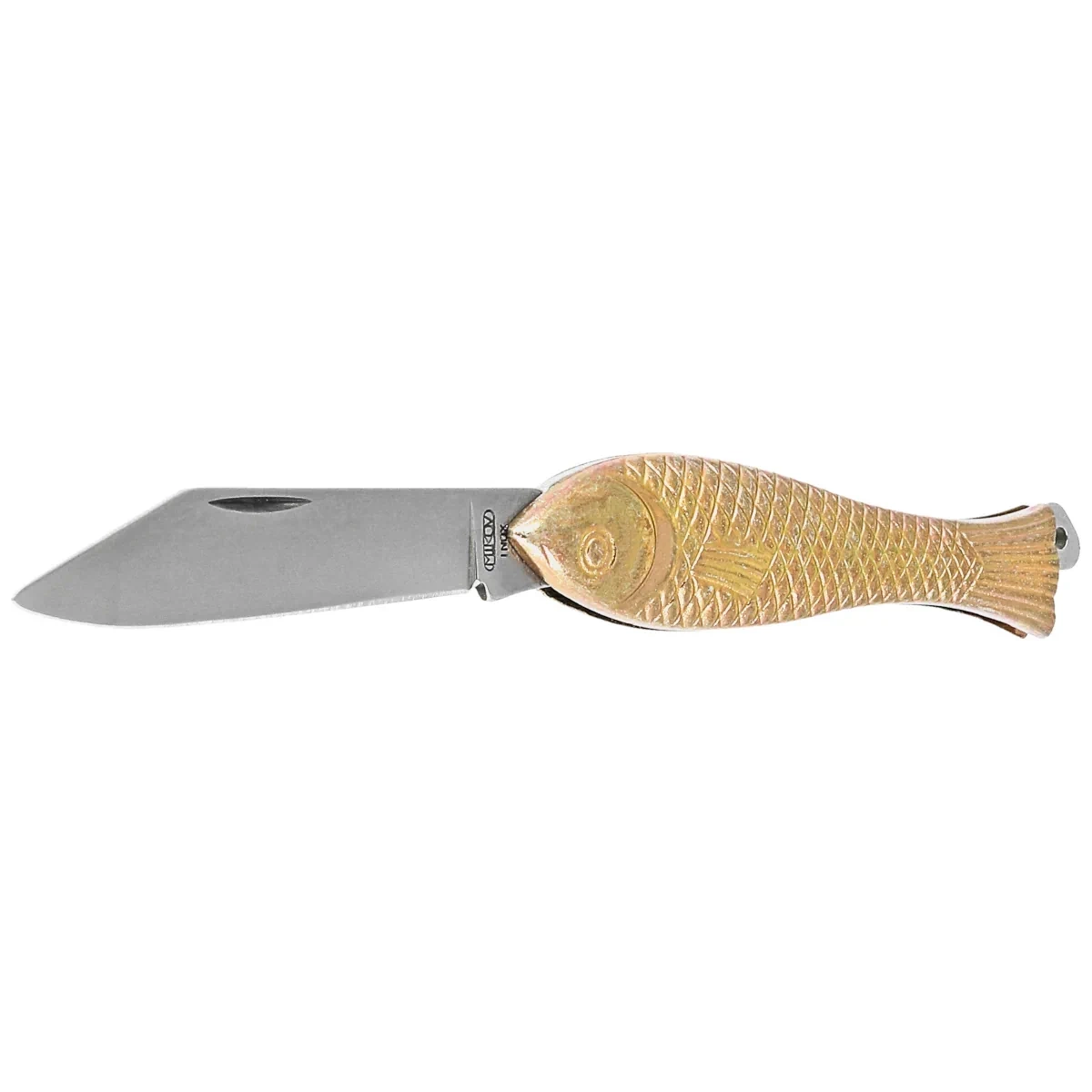 Nóż składany Mikov Fishlet 130 Gold, Stonewashed 420 (130-NZn-1/ZL STONEWASHED) 2 webp