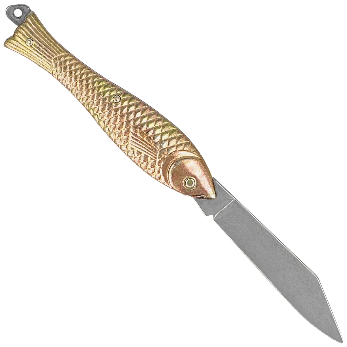 Nóż składany Mikov Fishlet 130 Gold, Stonewashed 420 (130-NZn-1/ZL STONEWASHED) 3 webp