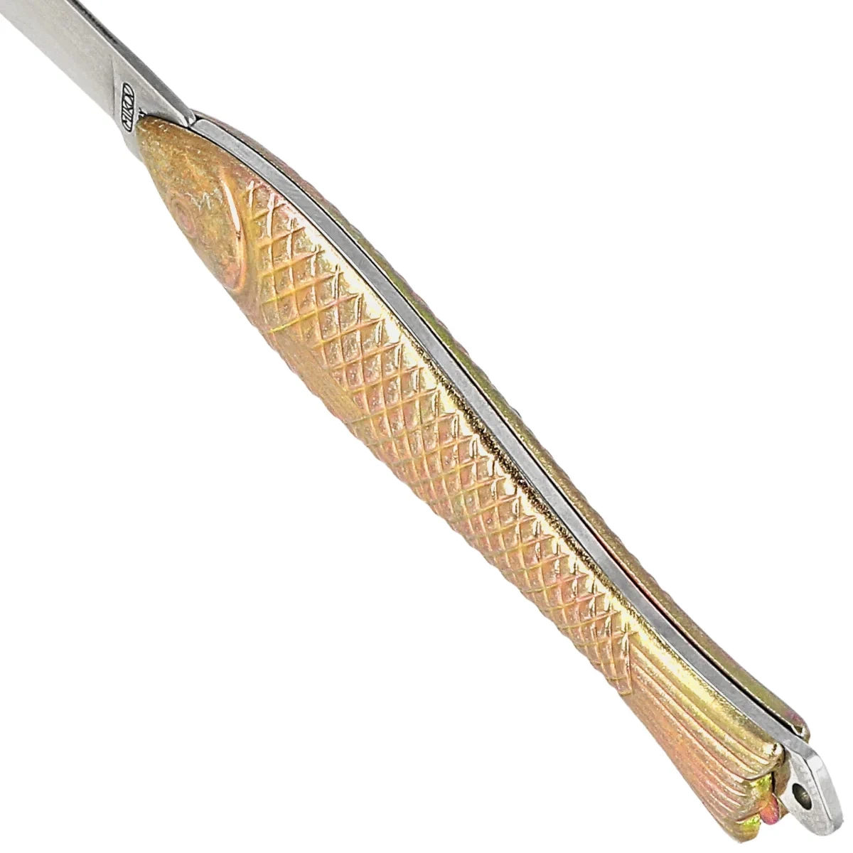Nóż składany Mikov Fishlet 130 Gold, Stonewashed 420 (130-NZn-1/ZL STONEWASHED) 4 webp