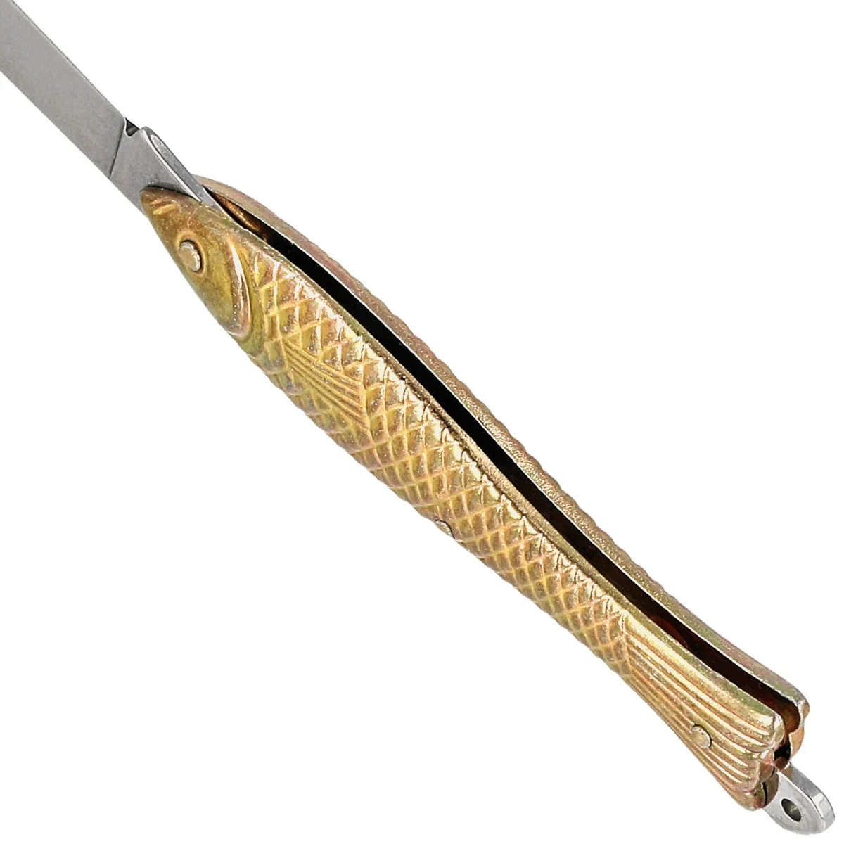 Nóż składany Mikov Fishlet 130 Gold, Stonewashed 420 (130-NZn-1/ZL STONEWASHED) 5 webp