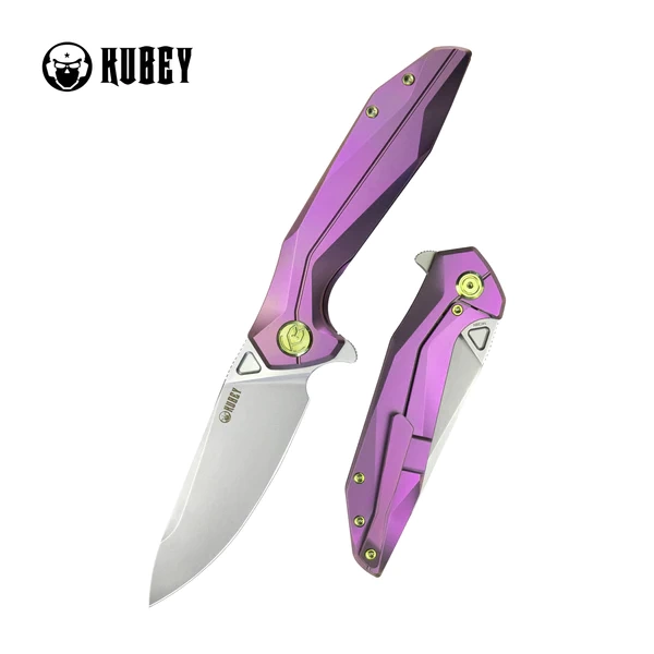 Nóż składany Kubey Nova FL KB235D, Purple Ano Titanium, Bead Blasted 14C28N 1 webp