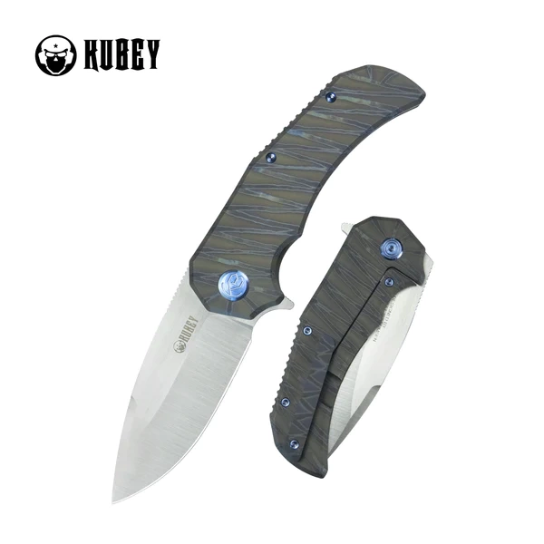 Nóż składany Kubey Bravo One Drop Point Flame Titanium, Satin M390 by Mikkel Willumsen (KB367B) 1 webp