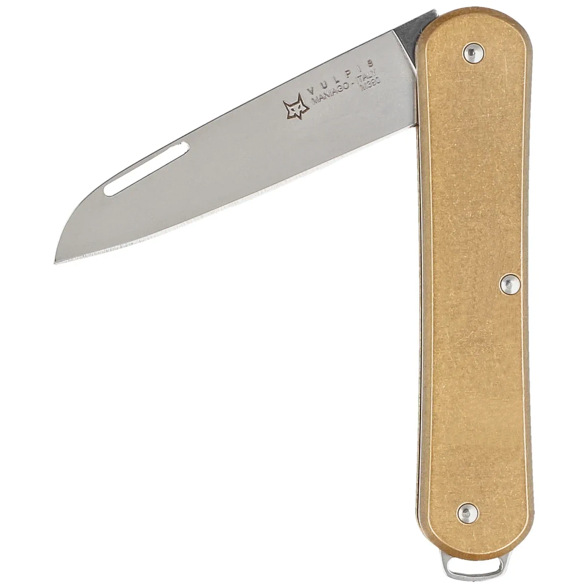 Scyzoryk Fox Vulpis Brass Polished, stal M390, 130 mm 1 webp