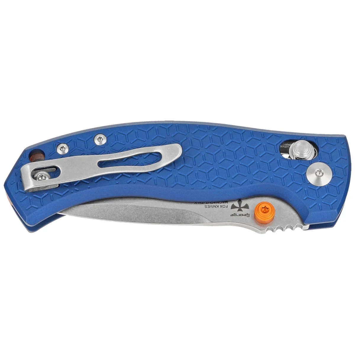 Nóż składany Fox Anzu Blue Aluminium, Stonewashed MagnaCut by Les George (FX-560 ALOR) 2 webp