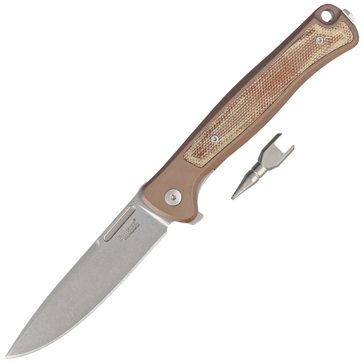 Nóż składany LionSteel Skinny Earth Aluminium/Natural Canvas Micarta, Stonewashed by Molletta (SK01A ES) 1 webp